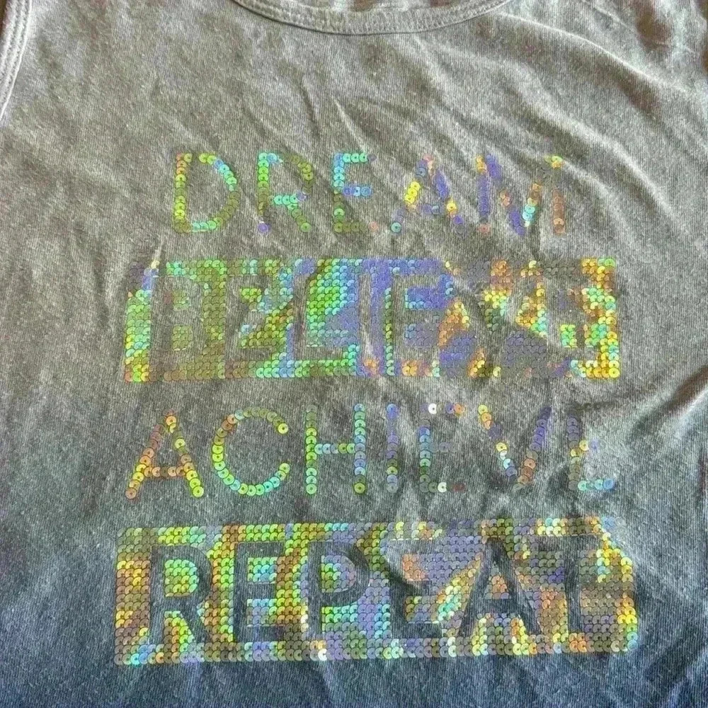 Athletic Works Girls XL 14-16 Sequin Dream Believe Achieve Ombré Tank Top - Picture 2 of 3
